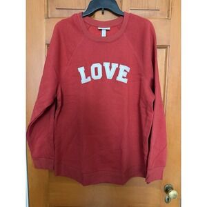 Women's Isabel Maternity Red Love Pullover Long Sleeve Sweatshirt Size Large NWT